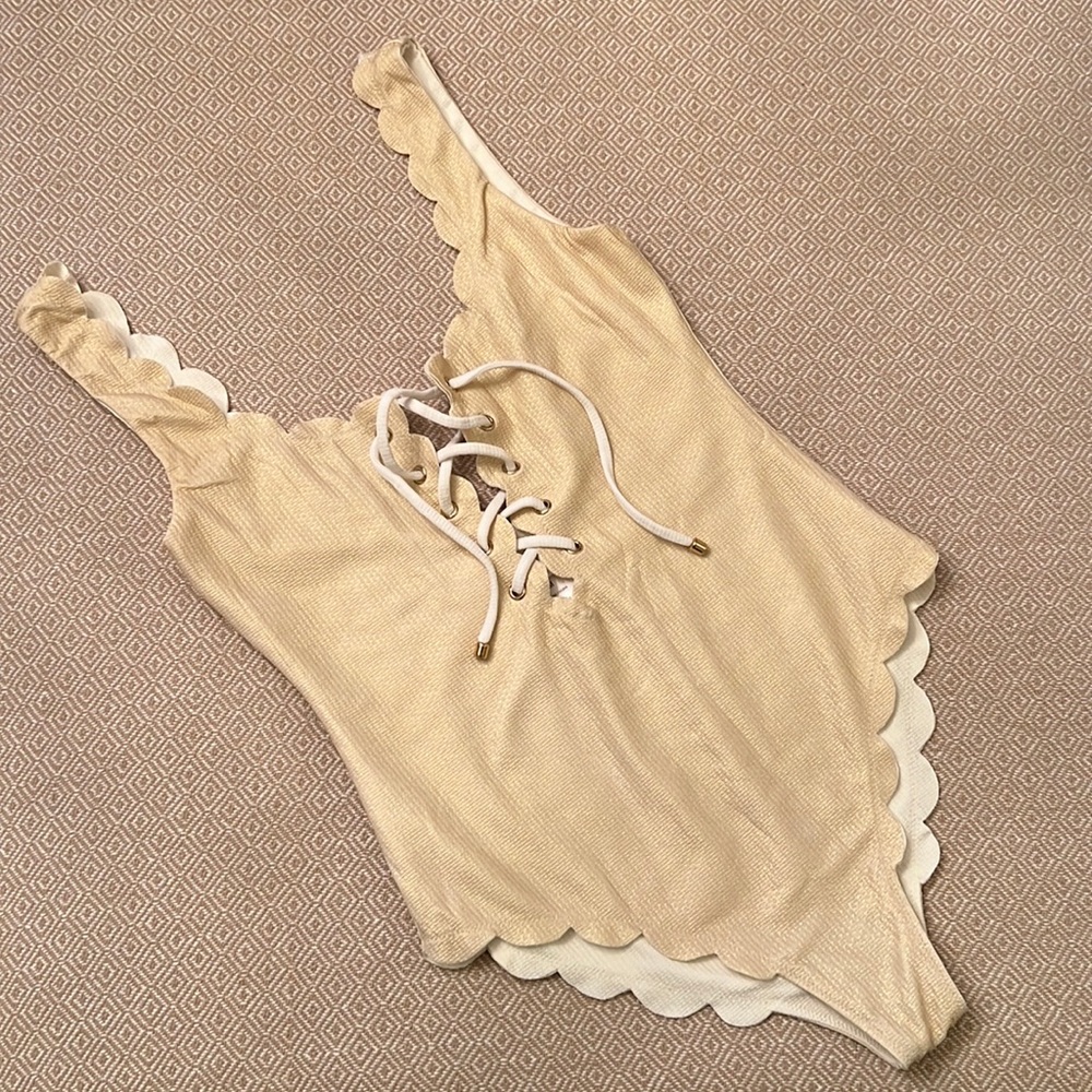 NWOT Marysia- Tie Maillot One Piece in Champagne with Coconut lining